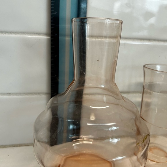 Vintage depression glass decanter and glass nightstand set - Picture 5 of 5